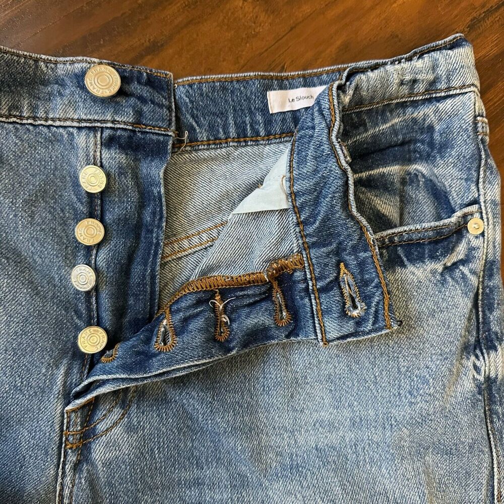 FRAME Le Slouch Straight Leg Low Rise Jeans in Iceberg Distressed - Picture 3 of 15